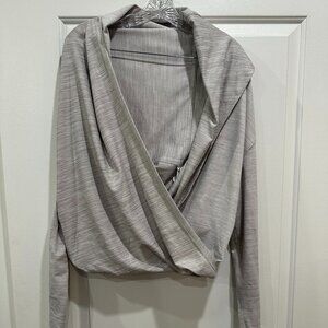 Zyia Active Light n Luxe Drape Wrap Jacket | Heather Gray | Size Small